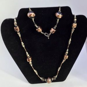 Beaded necklace with matching bracelet